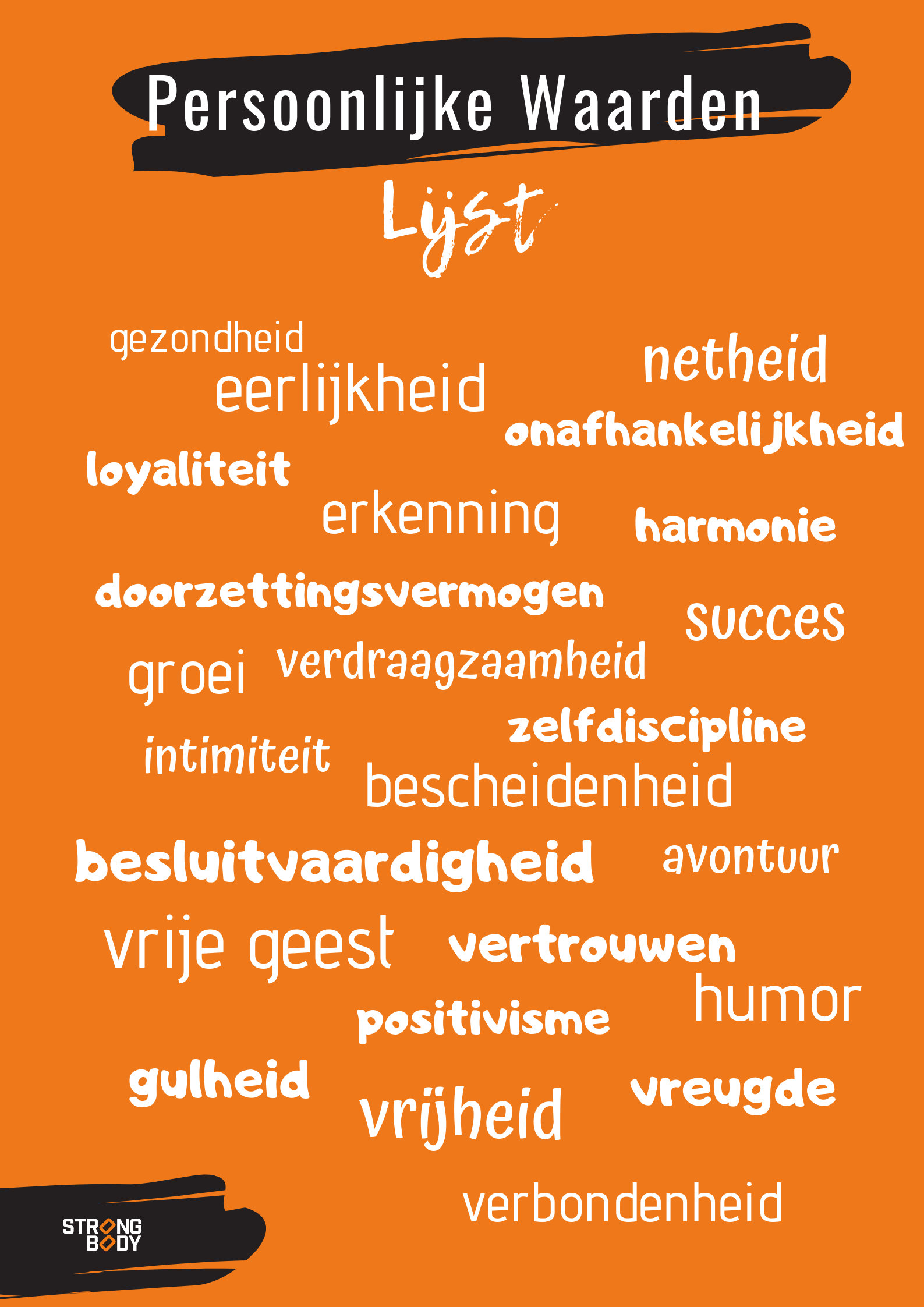 persoonlijke kernwaarden lijst | strongbody.nl