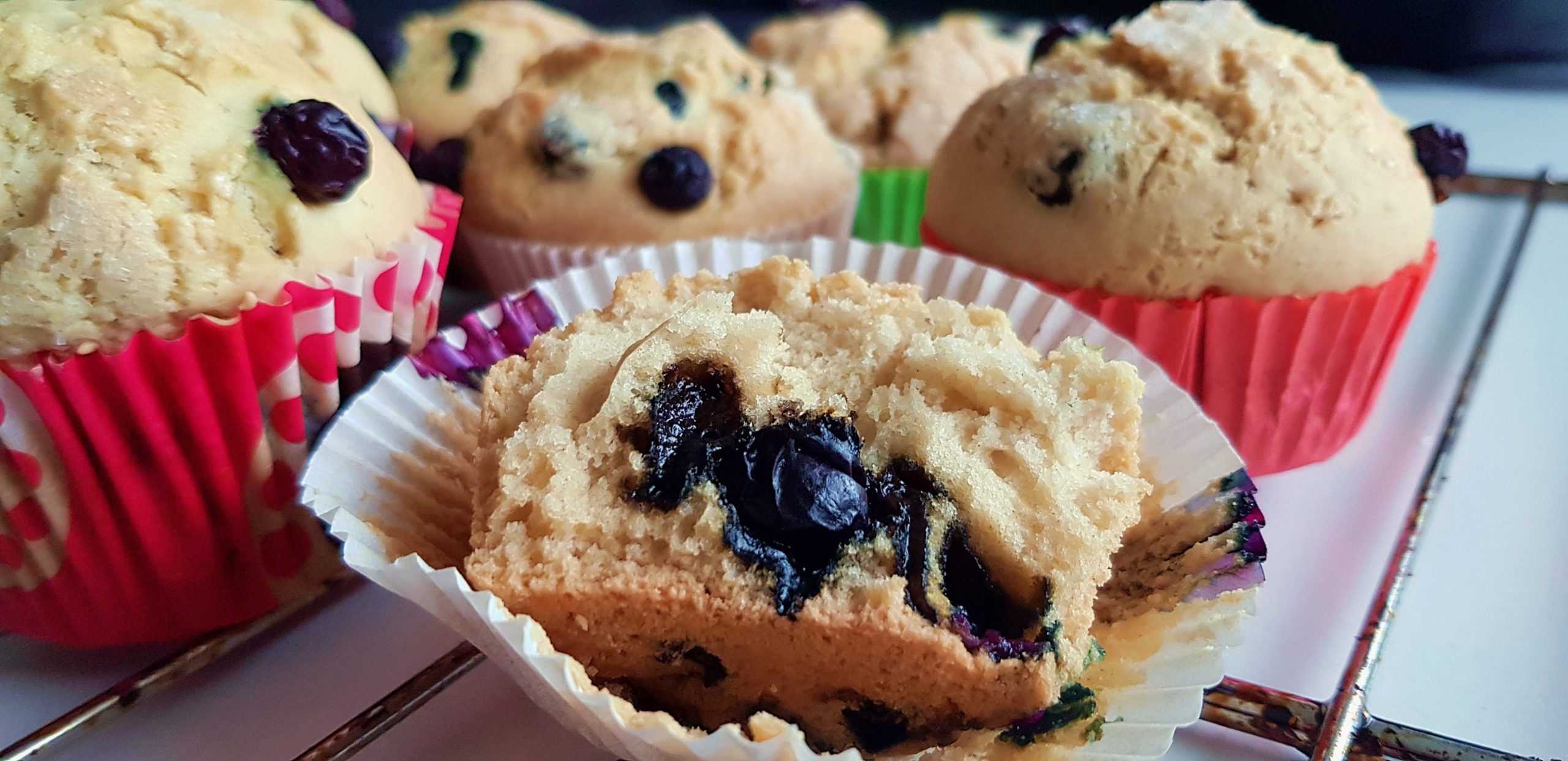 Vegan blauwe bessen muffin