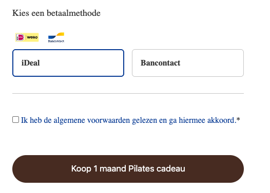 Betaalpagina met iDEAL en Bancontact